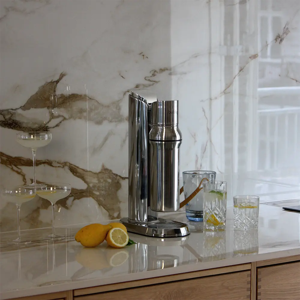 Bubliq glerflösku sódatæki m/glerflösku